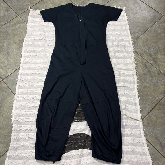 ROUCHA - JON V-NECK CURVED NECK CANVAS JUMPSUIT SZ A MORDERN CITY UTILITIES - Picture 2 of 15